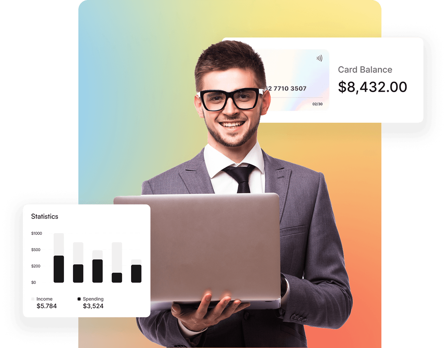 AI Dashboard showing revenue and client data